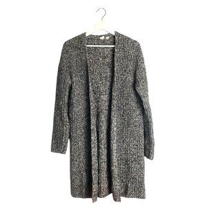 Gap Textured Knit Open Front Long Cardigan in Heather Charcoal Size Small